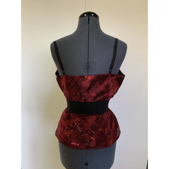 White House Black Market- Red EMBROIDERED SEQUIN CAMISOLE, Size Medium- PreOwned - Picture 11 of 12